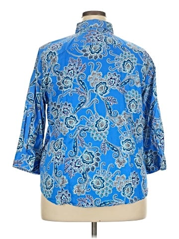 Chaps 3/4 Sleeve Button-Down Shirt (view 2)