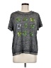 Doe Floral Graphic Marled Gray Short Sleeve T-Shirt Size M - photo 1