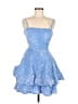Unbranded 100% Polyester Stars Blue Cocktail Dress Size 2 - photo 1