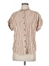 Downeast Stripes Tan Short Sleeve Button-Down Shirt Size M - photo 1