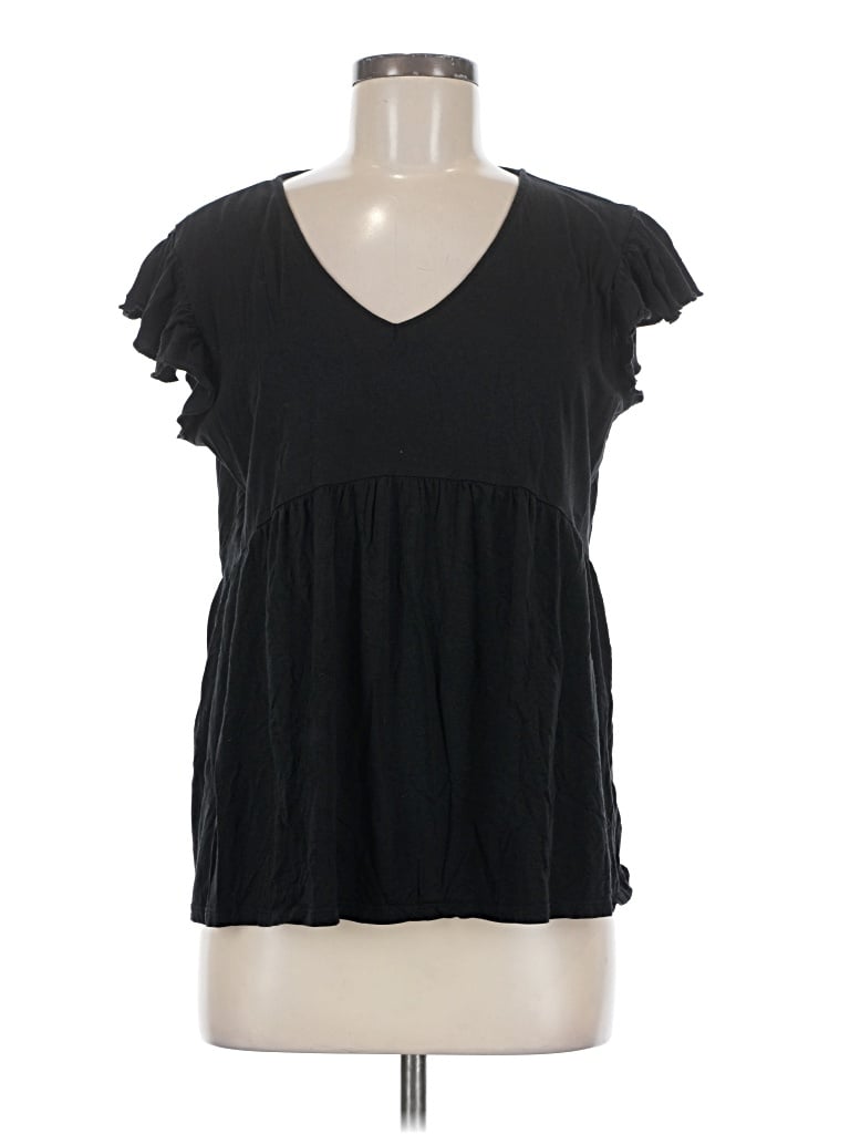 Pre-owned Culture Code Short Sleeve Top Black V-neck Tops