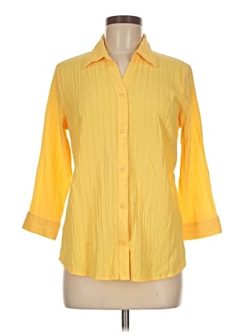 Basic Editions 3/4 Sleeve Button-Down Shirt (view 1)