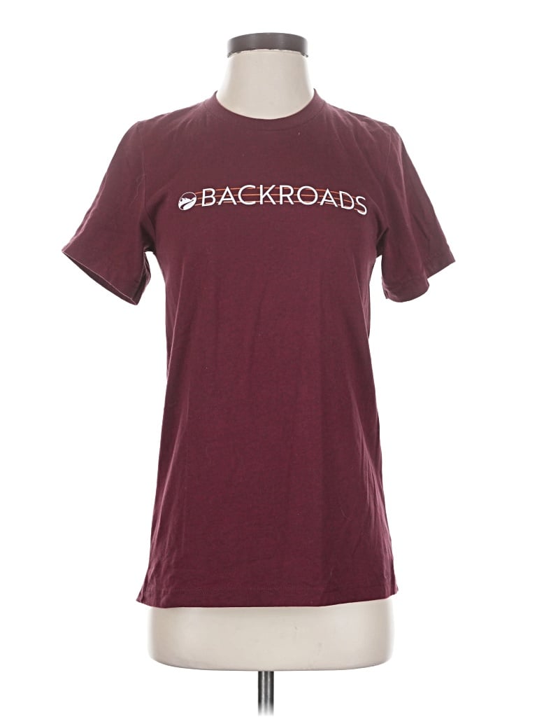 Pre-owned Canvas Short Sleeve T-shirt In Burgundy