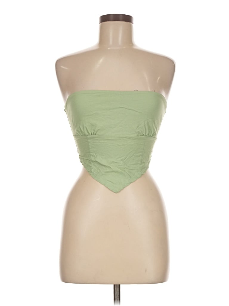 Pre-owned Blue Blush Tube Top Green Strapless Neckline Tops