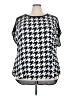 Lane Bryant 100% Polyester Houndstooth Silver Short Sleeve Blouse Size 22 - 24 Plus - photo 1