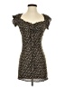 Blush 100% Rayon Hearts Brown Casual Dress Size S - photo 1