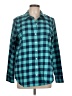 Vineyard Vines Performance 100% Polyester Checkered-gingham Teal Long Sleeve Blouse Size 12 - photo 1