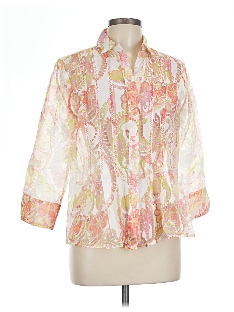 Pre-owned Coldwater Creek 3/4 Sleeve Blouse In Ivory
