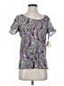 Hinge Paisley Purple Short Sleeve Blouse Size XS - photo 1