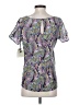 Hinge Paisley Purple Short Sleeve Blouse Size XS - photo 2