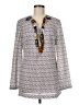 Tory Burch Chevron-herringbone Silver Purple Long Sleeve Blouse Size 10 - photo 1