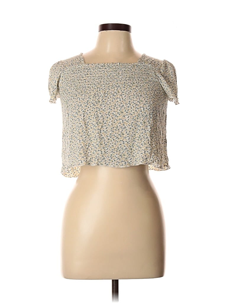 Pre-owned Paper Crane Short Sleeve Top Ivory Sweetheart Neckline Tops