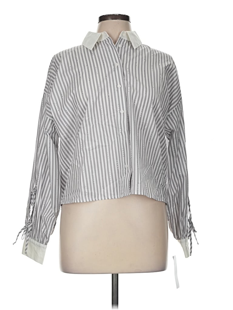 Pre-owned Esqualo 3/4 Sleeve Blouse In Silver