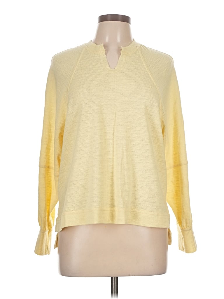 Pre-owned Francesca's Long Sleeve Top Yellow Cowl Neck Tops
