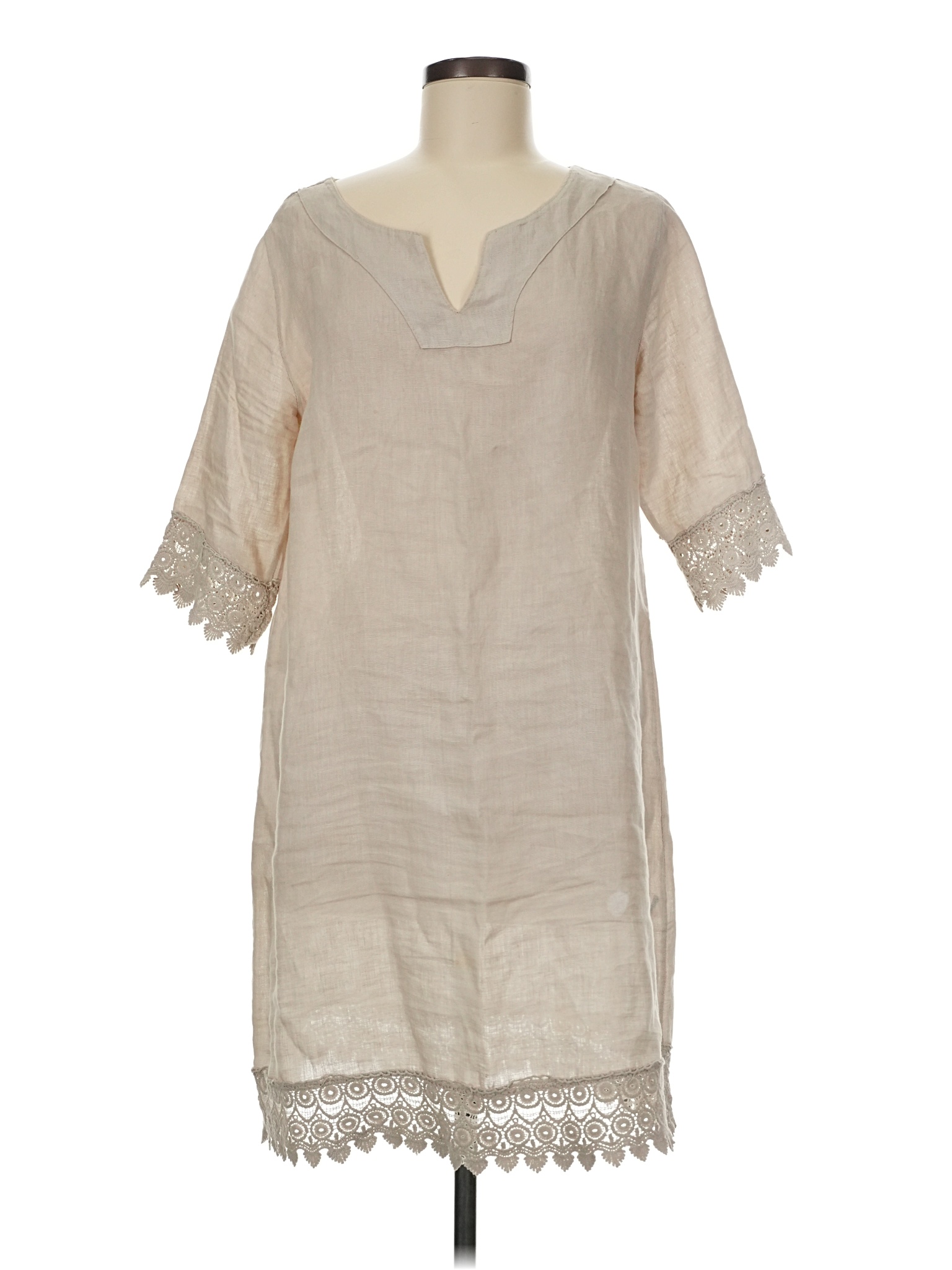 alessia pacini linen dress Tunic S Made In Italy Lace Sleeveless NWT Ivory Alessia Pacini white linen dress