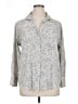 Zara Animal Print Silver 3/4 Sleeve Button-Down Shirt Size XL - photo 1