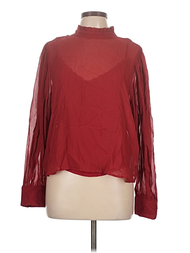 Pre-owned Jcrew Long Sleeve Blouse In Burgundy