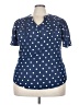 Ember 100% Polyester Polka Dots Blue Short Sleeve Blouse Size 3X - photo 1
