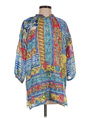 Johnny Was 3/4 Sleeve Silk Top (view 1)