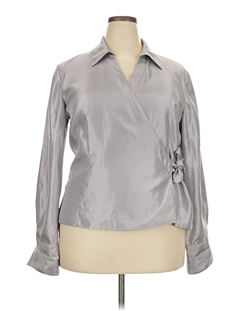 Pre-owned Jm Collection Long Sleeve Blouse In Silver