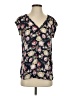 Les Serein 100% Polyester Floral Black Short Sleeve Blouse Size S - photo 1
