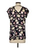Les Serein 100% Polyester Floral Black Short Sleeve Blouse Size S - photo 2