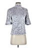 Calligraphie Metallic Silver Short Sleeve Blouse Size S - photo 1
