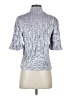 Calligraphie Metallic Silver Short Sleeve Blouse Size S - photo 2