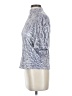Calligraphie Metallic Silver Short Sleeve Blouse Size S - photo 5