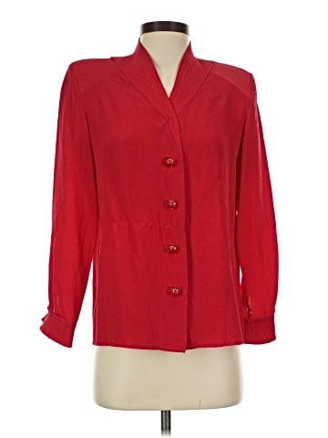 Oleg Cassini Long Sleeve Silk Top (view 1)