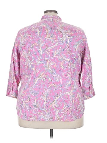 Chaps 3/4 Sleeve Button-Down Shirt (view 2)