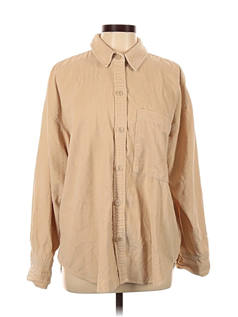Pre-owned Abercrombie & Fitch Long Sleeve Button Down Shirt In Tan