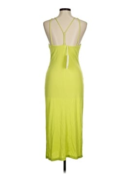 green and white pleated dress Women Green & White Floral Printed Square Neck Crepe Straight Hem Pleated  Bodycon Midi Dress main image 1