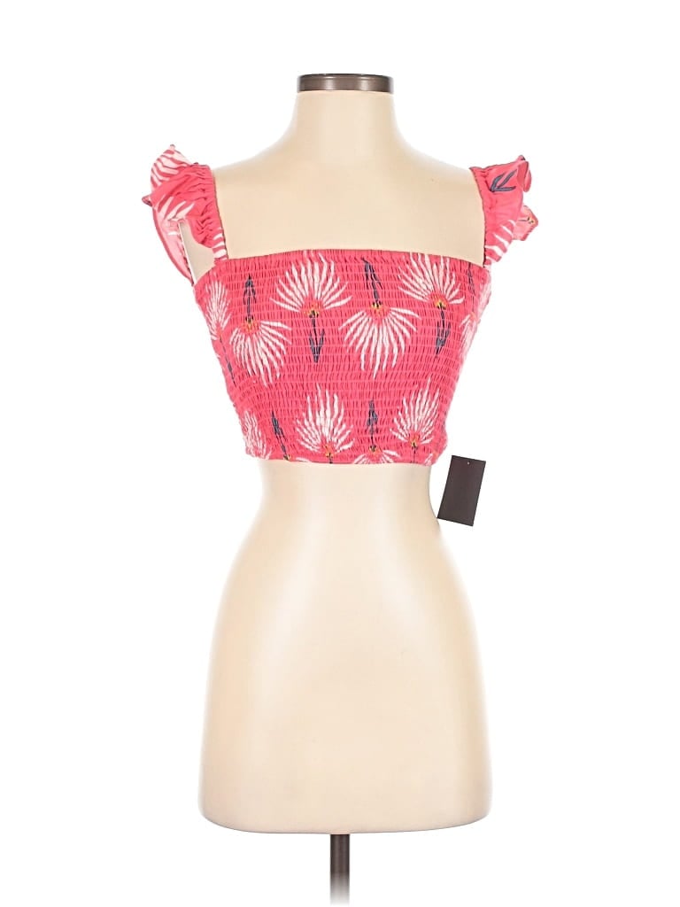 Lulus Short Sleeve Top Pink Strapless Neckline Tops