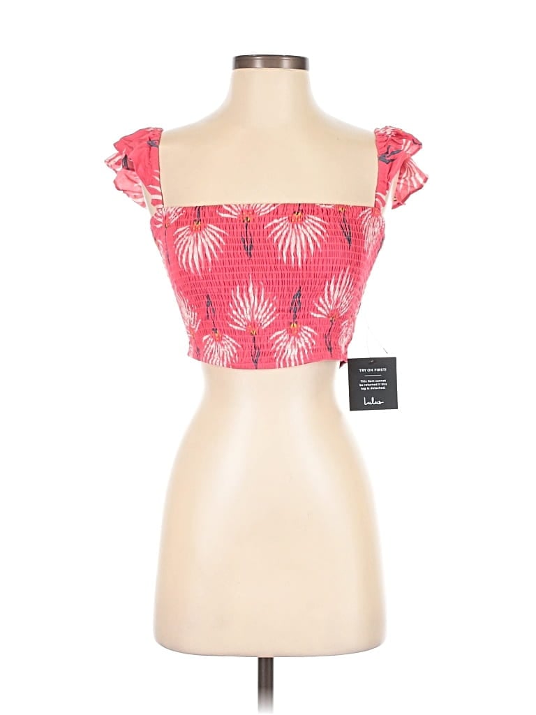 Lulus Short Sleeve Top Pink Sweetheart Neckline Tops