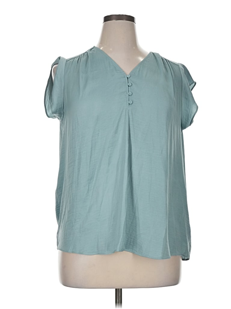 Pre-owned Maison D' Amelie Short Sleeve Blouse In Teal