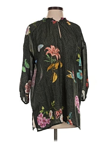 Johnny Was 3/4 Sleeve Silk Top (view 1)