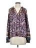 Current Air 100% Polyester Paisley Purple Long Sleeve Blouse Size S - photo 1