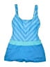 Beach House Chevron-herringbone Blue One Piece Swimsuit Size 8 - photo 1