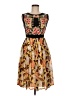 Burning Torch Print Brown Blue Cocktail Dress Size 6 - photo 1