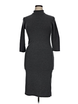 fitted long sleeve black mini dress Joelle | Plunge Neck Long Sleeve Satin Black Mini Dress main image 0