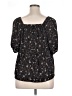 Bobeau 100% Polyester Floral Black Short Sleeve Blouse Size XL - photo 2