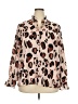 ELOQUII 100% Polyester Animal Print Brown Long Sleeve Blouse Size 20 Plus - photo 1