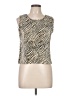 Plisse 100% Polyester Gold Sleeveless Blouse Size L - photo 1