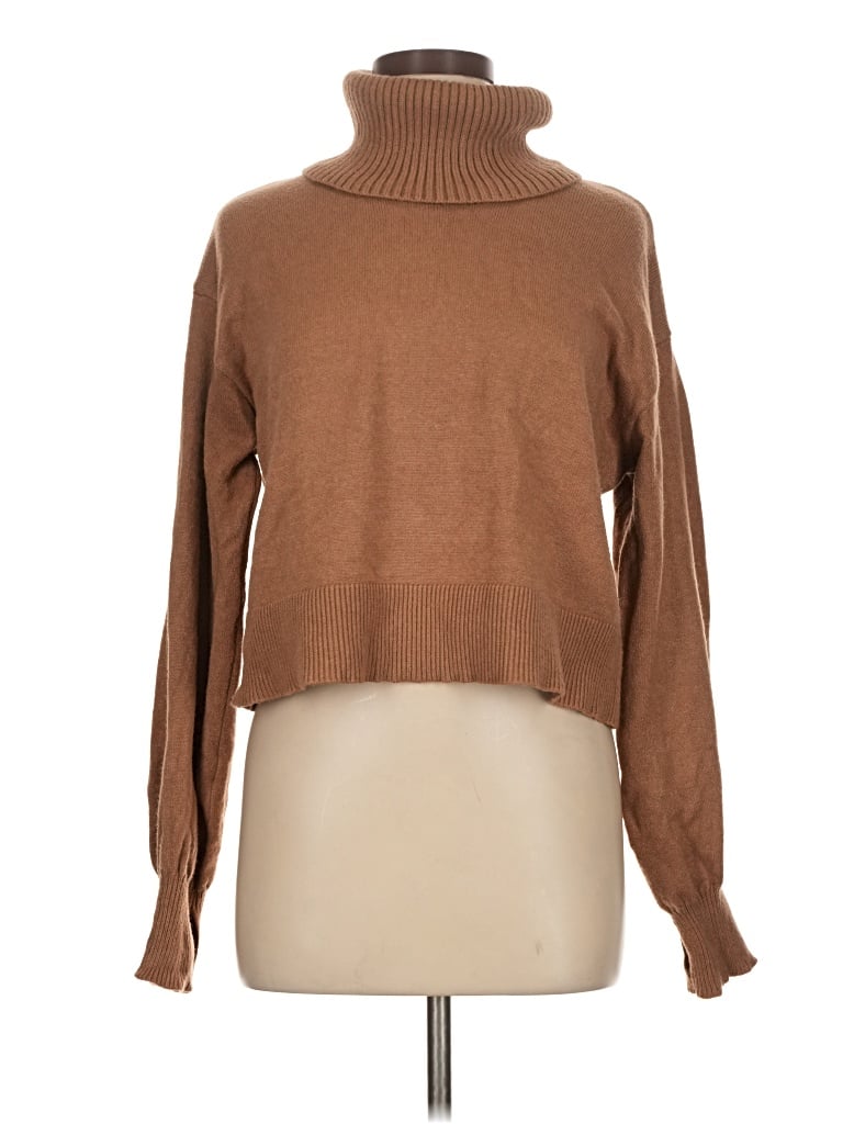 Pre-owned The Drop Long Sleeve Top Brown Turtleneck Tops