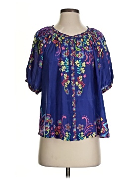 Johnny Was Short Sleeve Silk Top