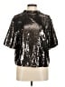 H&M 100% Polyester Metallic Silver Short Sleeve Blouse Size M - photo 1