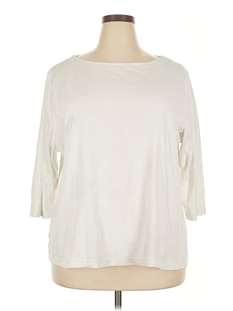 Pre-owned Croft & Barrow 3/4 Sleeve T-shirt In Ivory