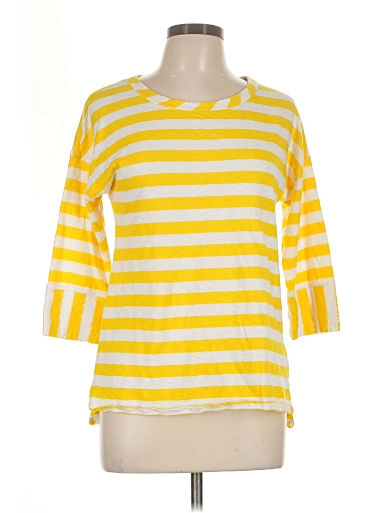 Pre-owned Coldwater Creek 3/4 Sleeve T-shirt In Yellow