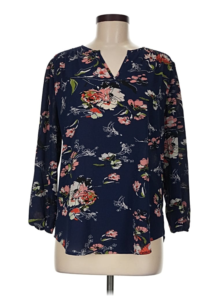 Pre-owned Fun2fun 3/4 Sleeve Blouse In Blue